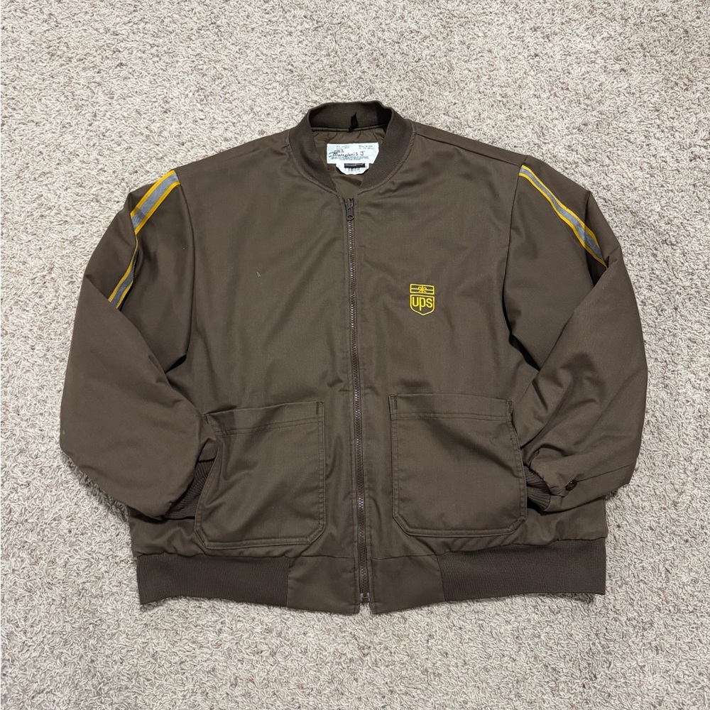 Vintage United Parcel Service Employee Bomber Jacket XL 46-48 Reg Reflect Stripe